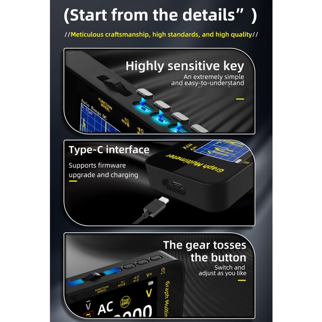 Graphing Multimeter with Large Screen Display Data Recording and Auto Power Off for Electrical Measurement