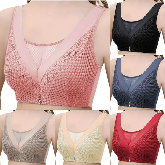Swuxness Women's Full Cup Push Up Bra, Womens Bras, Women Solid Color Wide Straps Sagging Support Comfortable Lightweight Bra Red, 42/95AB