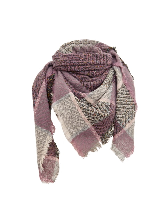 Scarf Women Fall Winter Scarf Classic Tassel Plaid Scarf Warm Soft Large Blanket Wrap Shawl Scarves Purple