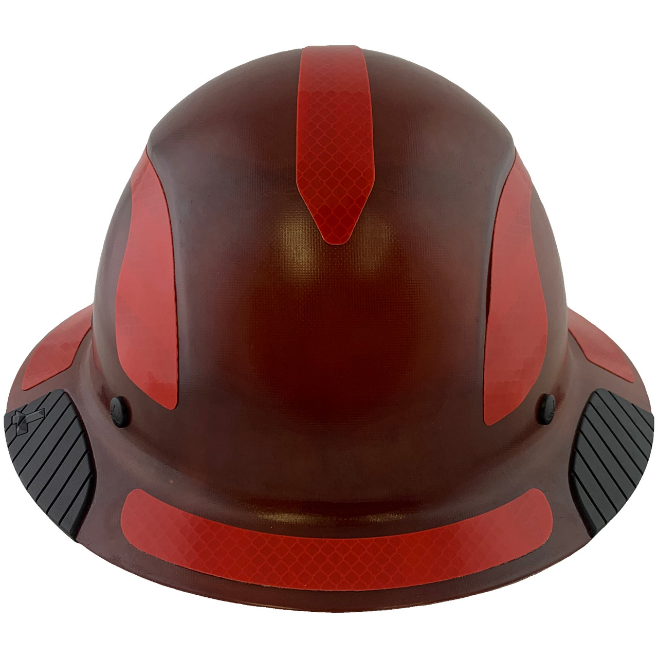 DAX Fiberglass Composite Hard Hat - Full Brim Natural Tan with Reflective Red Decal Kit Applied