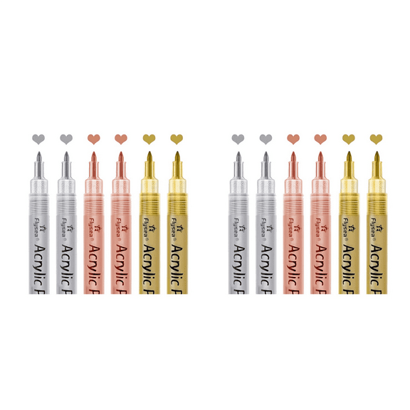 2set Acrylic Paint - Gold,Silver And Gold Paint , Metallic Marker ,Water-Based Metallic Paint Pen Set