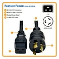 thumbnail image 4 of Tripp Lite 12ft Heavy-Duty Power Cord, 20A, 12AWG (IEC-320-C19 to NEMA L6-30P), 4 of 9