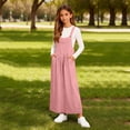 thumbnail image 4 of Vestido largo con tirantes desmontables y bolsillos sueltos de color liso para niñas, 4 of 9