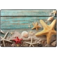 thumbnail image 4 of Dreamtimes Seashell Starfish Beach Sand Area Rug, 36"x24" Retro Blue Wooden Non-Slip Washable Indoor Door Mat, Absorbent Floor Mat for Bedroom Kitchen Entryway Bathroom, 4 of 7