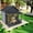 With dog bowl, variant on MIDODO Large Dog House Outdoor, Solid Wood Asphalt Roof Dog Kennel with Terrace, Weatherproof Puppy Shelter for Small Medium Dogs