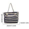 thumbnail image 4 of Bolso Hobo Paja para Mujer Mano Playa Verano Color A Rayas () Azul, 4 of 6
