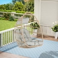 thumbnail image 2 of Hanging Egg Chair,Outdoor Rattan Wicker Hammock Basket Chair Without Stand,Patio Hammock Indoor Egg Chair with Cushion,Hanging Swing Chair for Porch, Garden, Bedroom, Balcony,Light Gray, 2 of 9