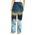 thumbnail image 3 of Disketp Blue Marble Print Women'S Comfy Pajama Pants Casual Drawstring Palazzo Lounge Wide Leg Pants, 3 of 9