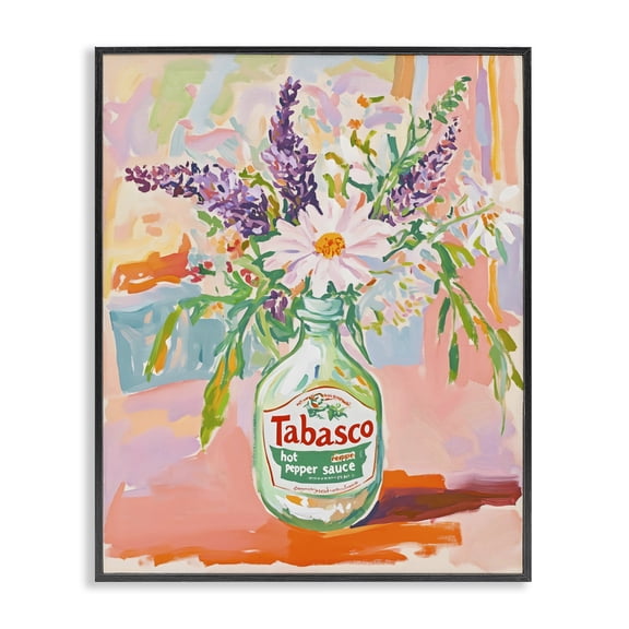 Stupell Industries Hot Sauce Bottle Bouquet Black Framed Giclee Art, design by The Prints Vibe