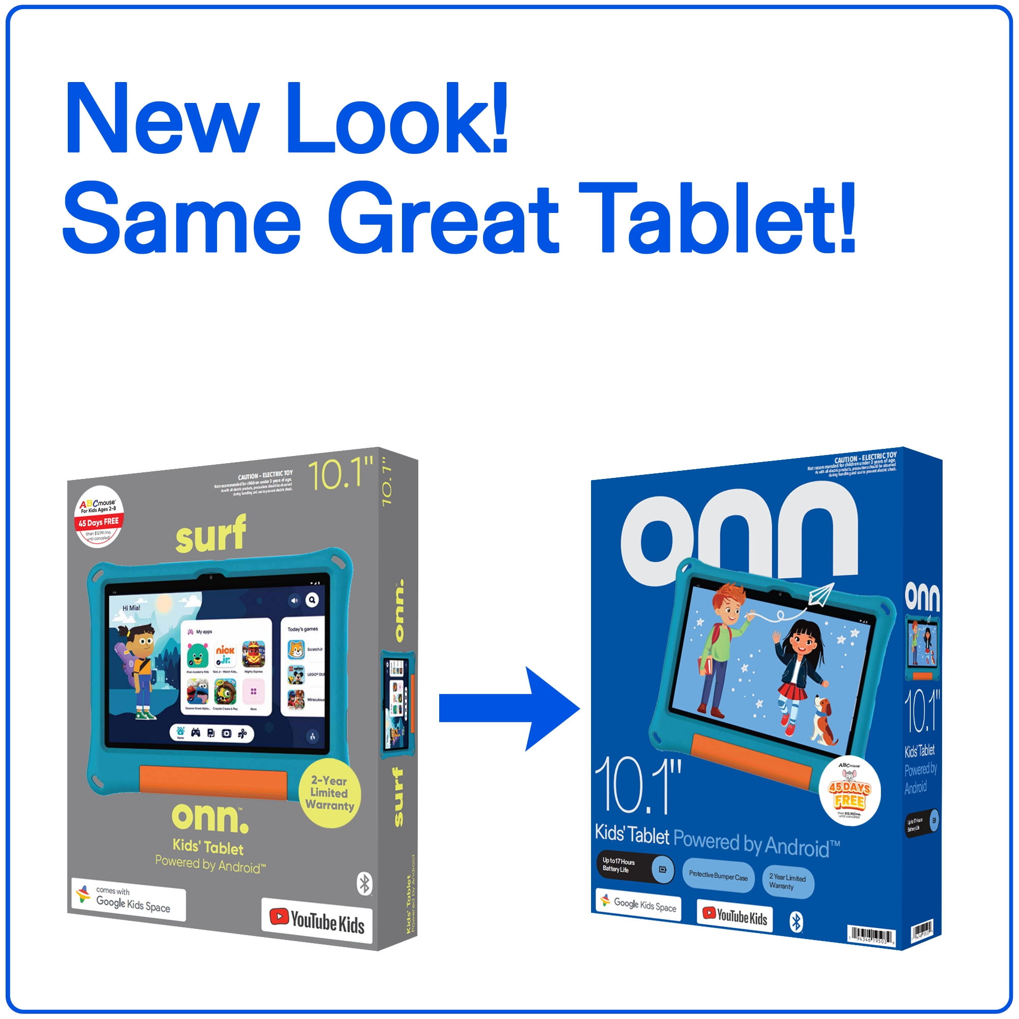 onn 10.1" Kids’ Tablet, 32GB, (2024 Model) - Aqua