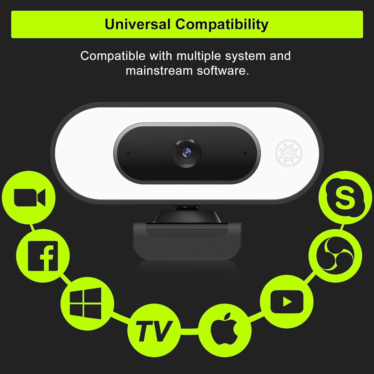 ZIQIAN 1080p HD Webcam with Auto Focus & Ring Light, Privacy Cover, Tripod Included, Plug and Play
