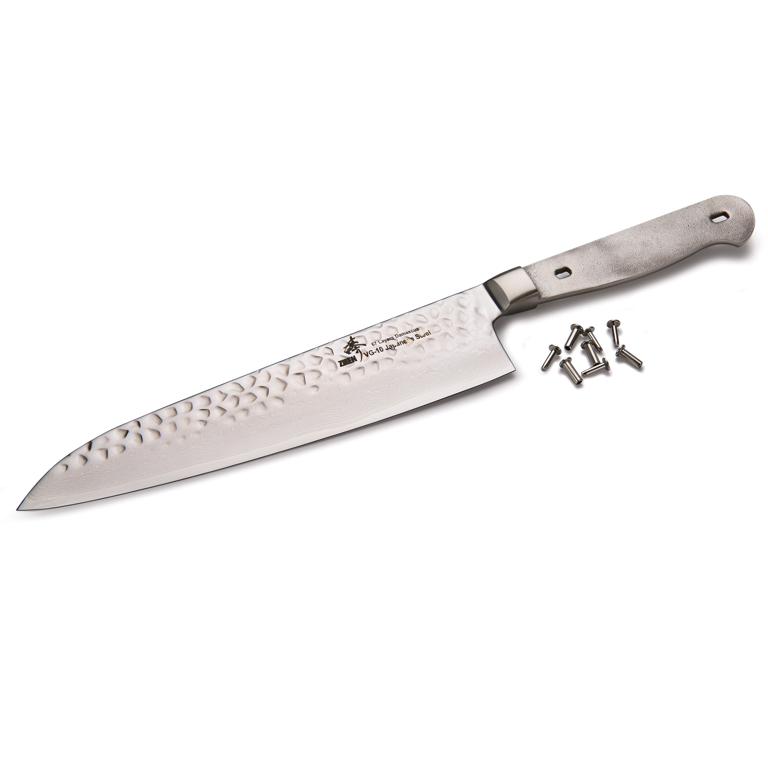 Zhen Hammered Surface Damascus Chef's Knife Blank, 73/4" L x 5/64" T (196mm x 1.8mm