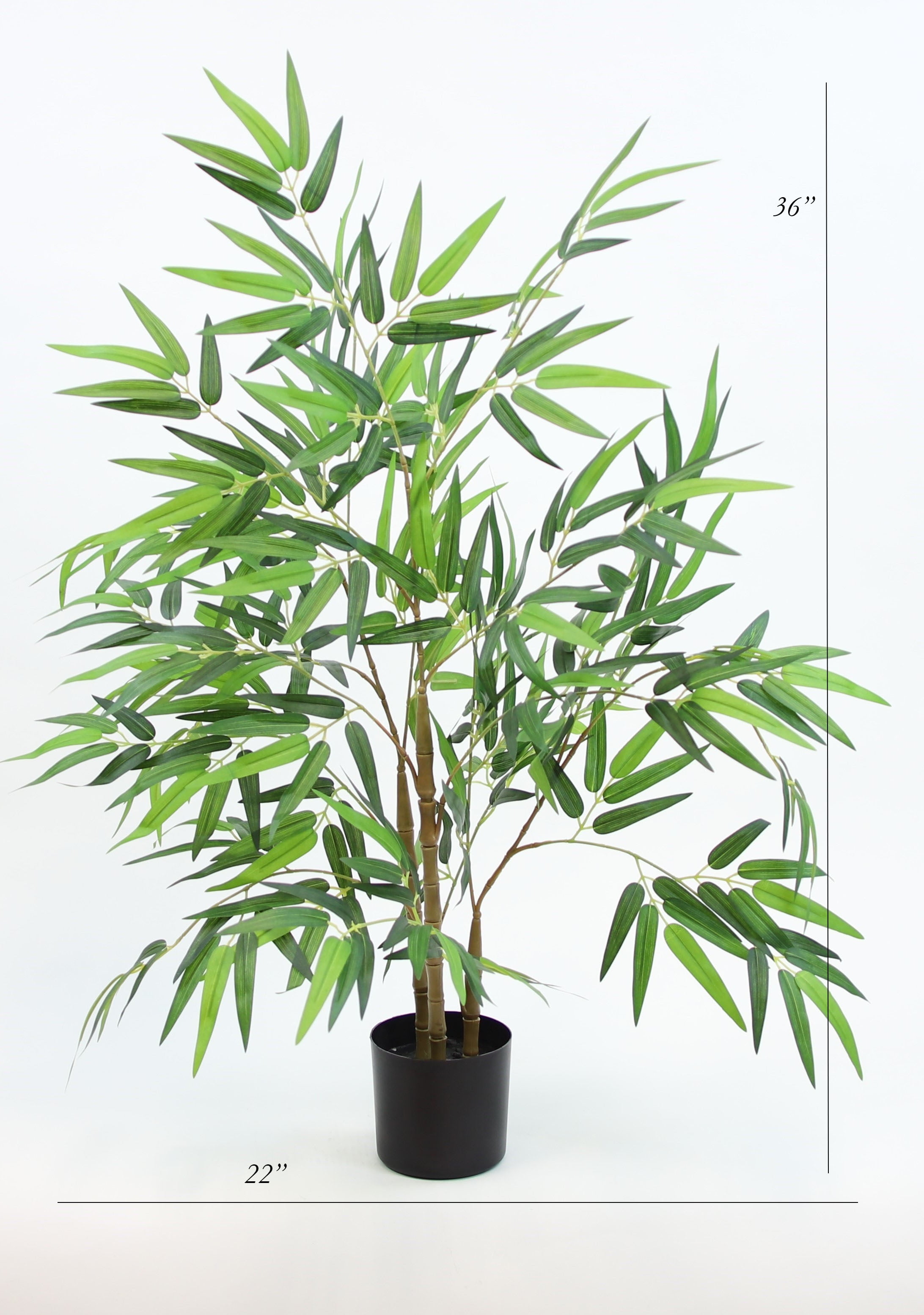 The Mod Greenhouse 36" Artificial Green Silk Bamboo Tree in a Black Pot