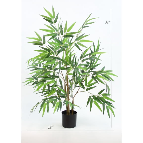 The Mod Greenhouse 36" Artificial Green Bamboo Tree in a Matte Black Grower's Pot