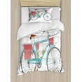 thumbnail image 1 of Bicycle Duvet Cover Set, Classic Touring Bike with Derailleur and Saddlebags Healthy Active Lifestyle Travel, Decorative Bedding Set with Pillow Shams, Multicolor, by Ambesonne, 1 of 3