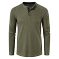 thumbnail image 2 of SWSMCLT Men's Long Sleeve Henley Solid Lightweight Crew Neck T-Shirt Waffle Knit Tshirt Quick Dry Tees Fall Casual Top Slim Fit Olive Green Medium, 2 of 3