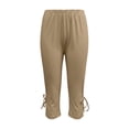 thumbnail image 4 of LEAVINGSUO Capris Pants for Women With Drawstring Women's Plus Size Solid Color Cropped Trousers With Pockets Khaki XXXL, 4 of 7