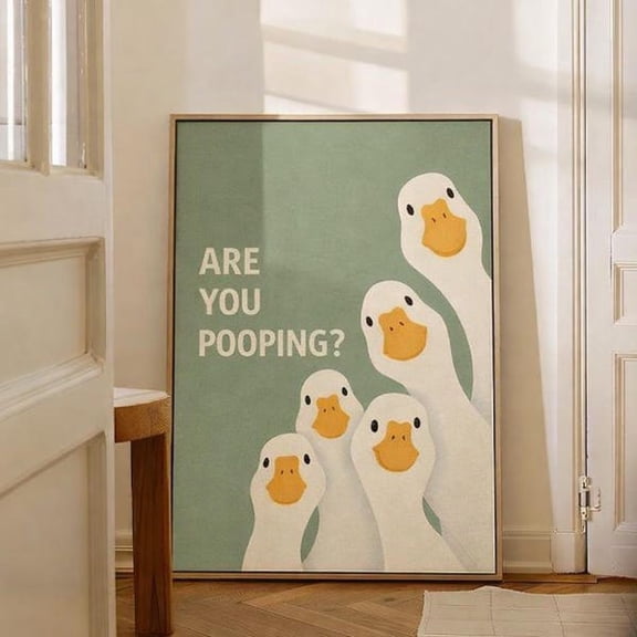 Goose Bathroom Poster, Quirky Art, Unframed Paper Poster 8x10in