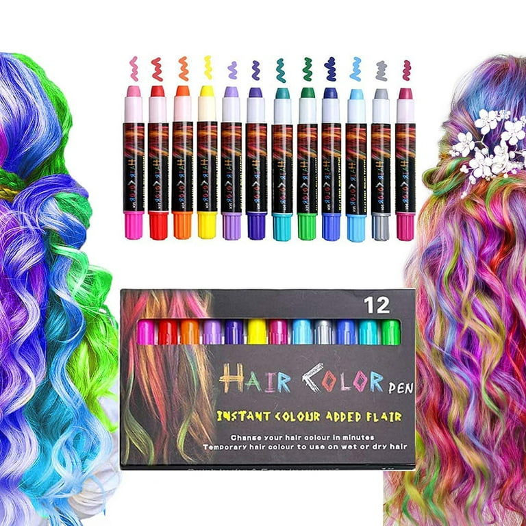 Joyeee Chalk Hair Color for Girls, Adults, Men, Boys, Women and Kids, 12  Colors Washable Hair Chalk for Girls, Water-Soluble Kid Safe Temporary Hair