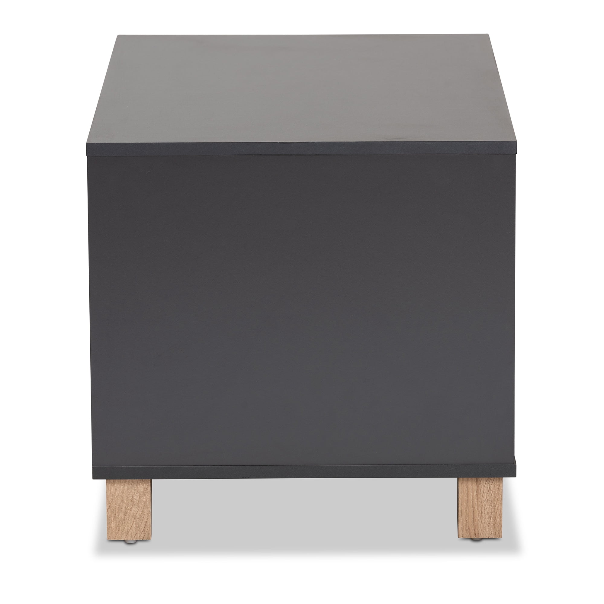 Baxton Studio Eckhart Modern and Contemporary Two-Tone Dark Grey and Oak Finished Wood Cat Litter Box Cover House