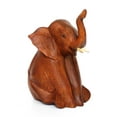 thumbnail image 5 of Wooden Hand Carved Sitting Elephant Statue Figurine Sculpture Art Decorative Rustic Home Decor Accent Handmade Handcrafted Decoration Wood, 5 of 9