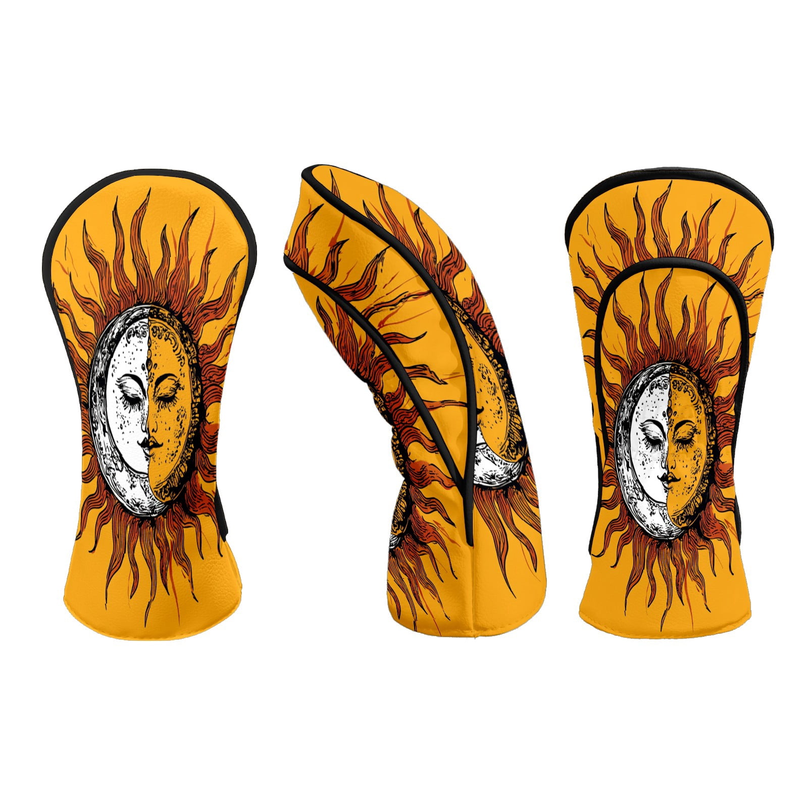 Golf Club Head Covers SunMoon_Duality Waterproof Leather Golf Head Covers for Men Women Driver Head Cover Fairway Headcover for Golf Lovers