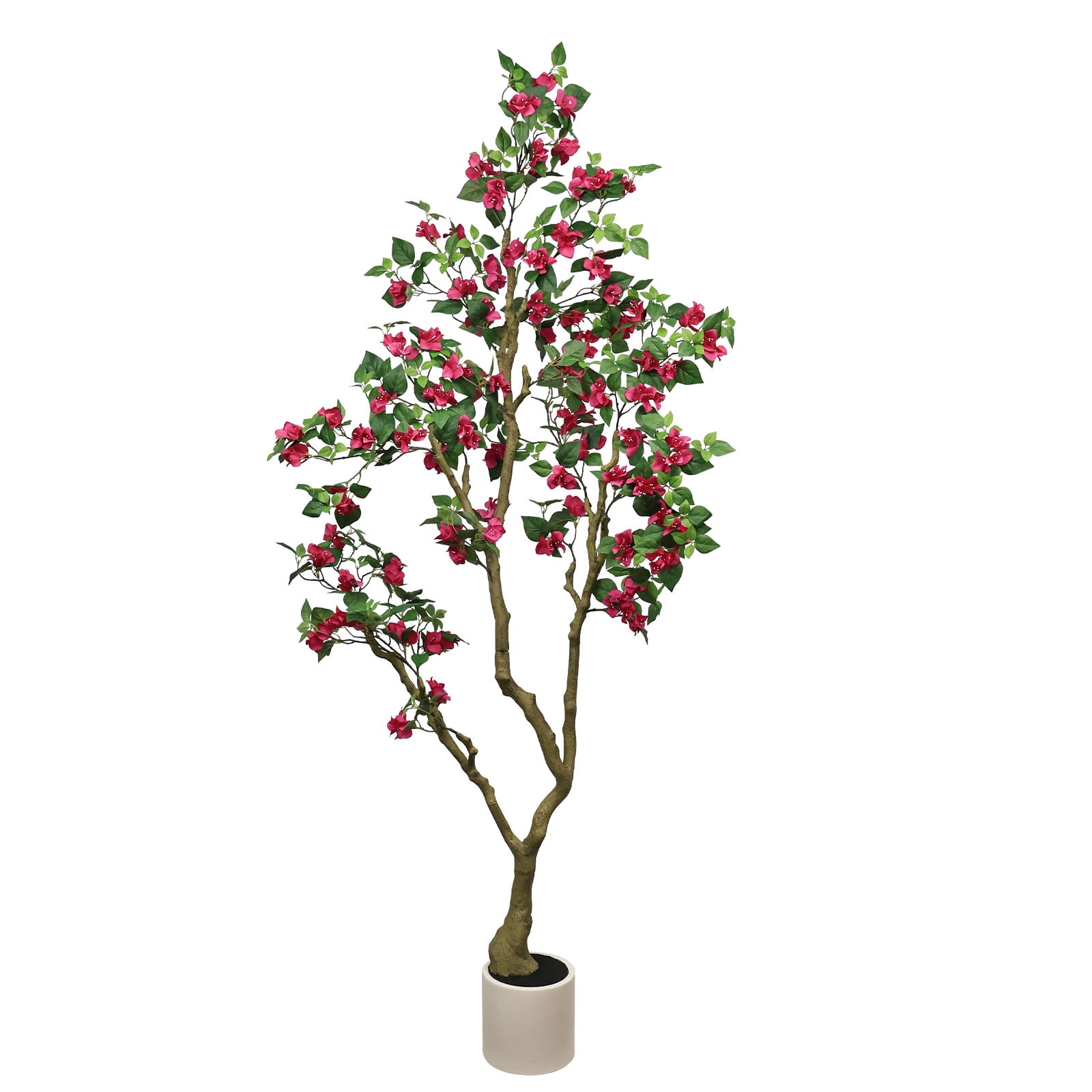 7FT Artificial Bougainvillea Tree with Realistic Rose Red Silk Flowers, Tall Faux Flowering Plant in Pot for Indoor Outdoor Home, Living Room, Porch, Patio Decor
