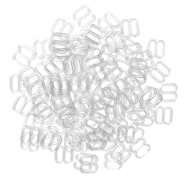 100 Pieces Bra Strap Adjustment Adjuster Slider Buckle Hooks Bikini Fastener - Clear, 8mm