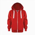 thumbnail image 2 of zuwimk Kids Zip Up Hoodie School Uniform Boys Girls Zipper Sweatshirt Oversized Y2K Fall Hooded Jackets With Pockets Preppy Clothes(7-8 Years,Red), 2 of 9