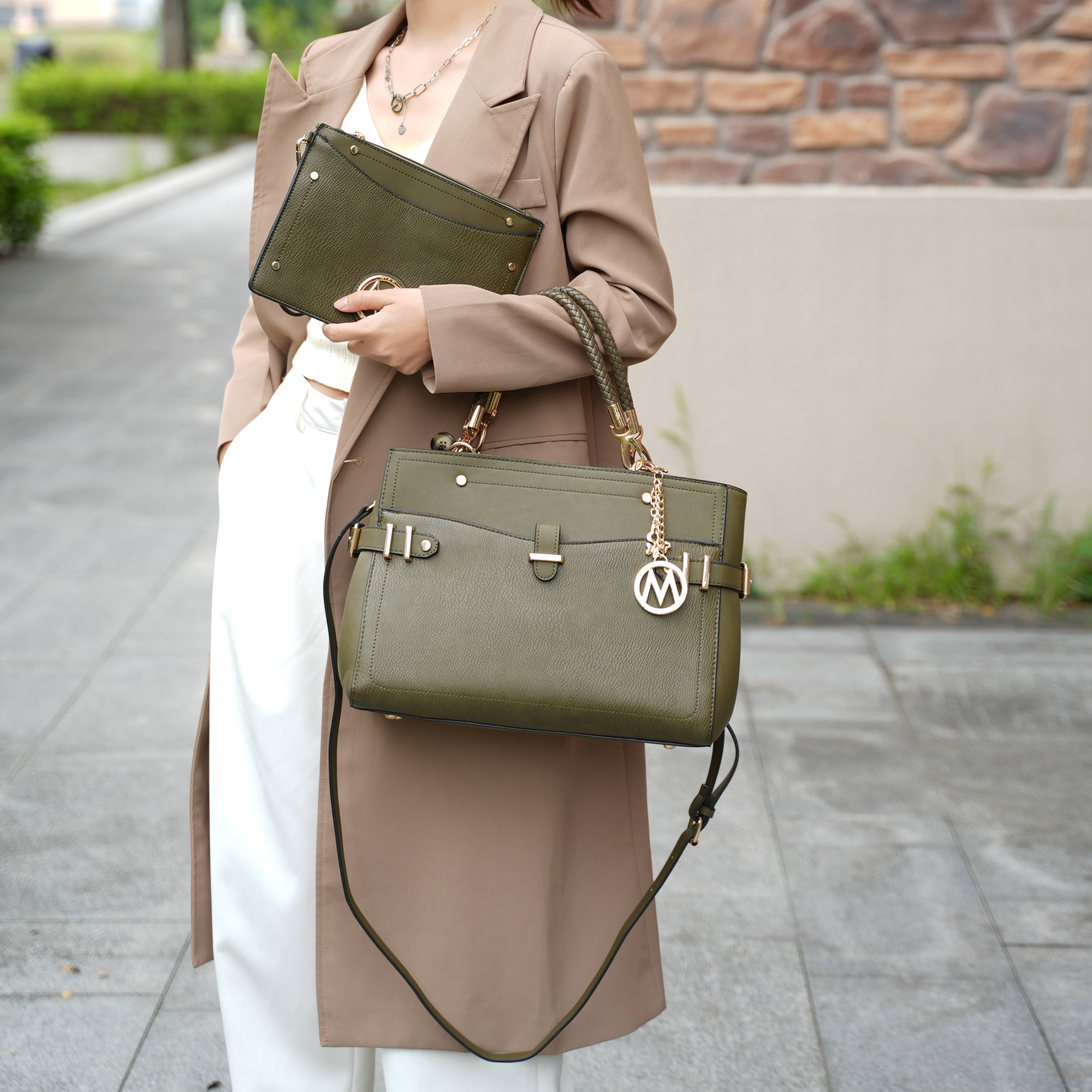 MKF Collection Tenna Vegan Leather Women's Satchel Bag, Stylish Top-Handle Purse Handbag by Mia K - Cognac