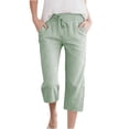 thumbnail image 2 of ITSAME Casual Pants for Girls, Striped Print Drawstring High Waist Fashion Casual Cotton Linen Pants Green 12T, 2 of 9