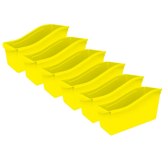 Storex Large Book Bin, Yellow, Pack of 6
