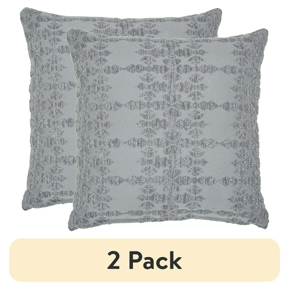 (2 pack) Better Homes & Gardens 20" x 20" Acros Geo Grey Cotton Polyester Decorative Pillow