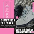 thumbnail image 4 of Steel Toe Boots for Women - Light Gray - 9.5M | Waterproof Women's Fusion Work Boots | Leather Work Boots | Rugged Goodyear Welt Construction | Oil Resistant Outsoles & Cushioned Insoles, 4 of 7