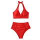 thumbnail image 1 of Mujer cómodo con almohadilla en el pecho sin aros sólido fruncido cuello halter Bikini Split traje de baño OAVQHLG3B Store  lin121212, 1 of 4