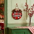 thumbnail image 4 of Yucurem 2 Pack Christmas Wooden Sign for Front Door, Merry Christmas Welcome Door Wreath with Buffalo Plaid Bow Eucalyptus Berries for Xmas Party Wall Hanging Decor, 4 of 8