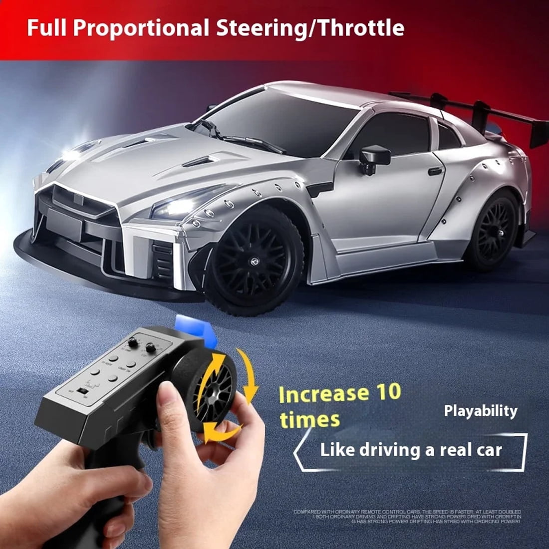 MN-268 1:16 RC Drift Car with Gyro, 20KM/H Dual-Speed RWD Racing Drift Car Model, 2.4GHz Full-Proportional Control Racing Vehicle Hobby for Adults