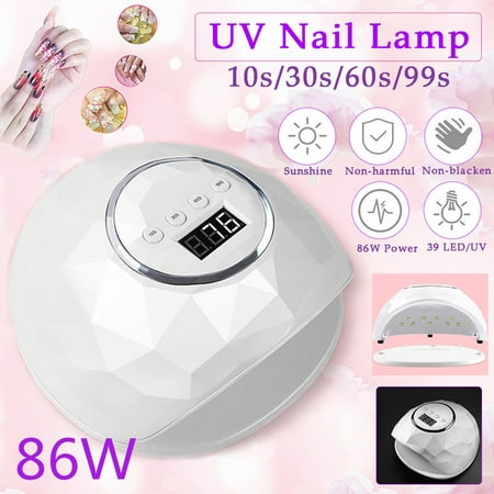 80/86W 36/39 UV&LED Lights Nail Dryer Quick Curing 4 Timer Setting with LCD Display Fan Cooling System Touch Screen Auto Sensor Timer Setting, For Women Beauty Manicure Salon