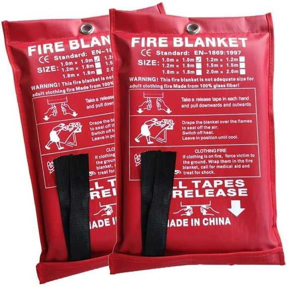 ISOP Fireproof Blanket Large 70 * 78 Inches Pack of 2 – Emergency Fire Blanket – Heavy Duty Emergency Blankets – A-Grade Survival Blankets – Fire Suppressant Sheet – Rescue Cover for Home