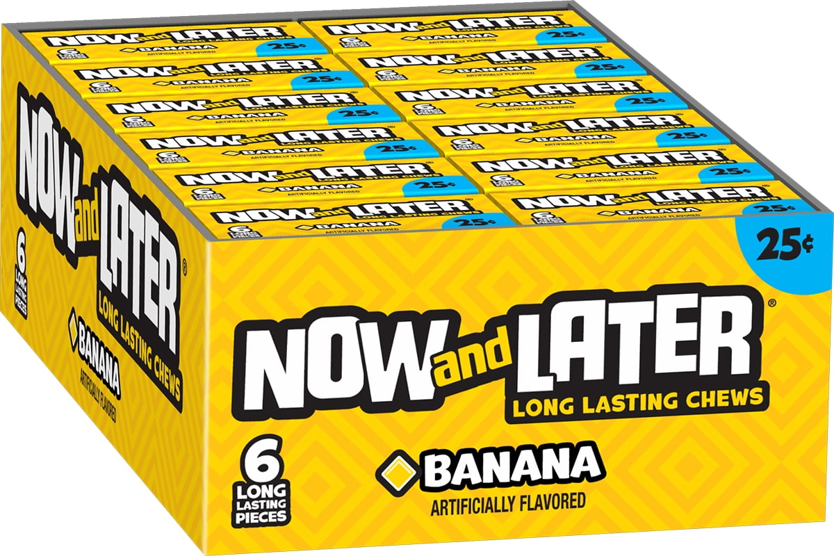 Now and Later, Original Banana Taffy Chewy Candy, 0.93oz (Box of 24