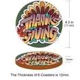 thumbnail image 3 of Thanksgiving Set of 6 Round Microfiber Leather Coasters, 11x11 cm/4.3x4.3 in - Absorbent Drink Mats for Table Decor, Bottom - Stylish and Durable Cup Holders for Home and Office Use, 3 of 6
