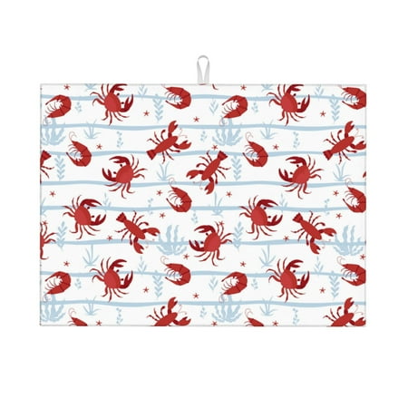 

Fuzoiu Cartoon Lobsters Print Absorbent Reversible Microfiber Dish Drying Mat for Kitchen Dish Drying Pad for Dishes Utensils Pots and Pans Extra Large 18 Inch x 24 Inch