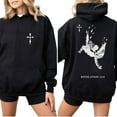 thumbnail image 2 of Revelation 12:9 Double-Sided Hoodie – Fallen Angel & Cross Graphic Bible Verse Hoodie, Gothic Christian Faith Pullover, Unisex Religious Streetwear Gift, 2 of 7