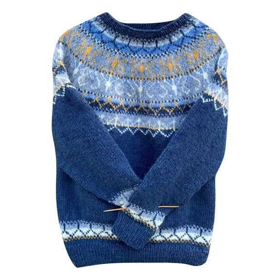 VISALY Pullover Crewneck Sweatshirt Tunic Sweatshirt Sweaters Long Sleeve Colorful Sweaters Casual Loose Knitted Pullover Winter Tops Basic Sweater Comfy Sweaters Winter Sweatshirts Blue L