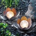 thumbnail image 2 of Luces solares para exteriores, elegante farol solar de vidrio agrietado, metal gris resistente al agua, LED blanco cálido, crea un ambiente para jardín, patio y decoración de césped, 2 of 6