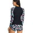 thumbnail image 4 of SWSMCLT Women's Beach Rash Guard Swimsuit Long Sleeve Hawaiian Fall Bathing Suit 2 Piece Surfing Slimming Short Casual Style4 Small, 4 of 4