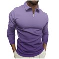 thumbnail image 2 of Blusa y camisa de manga larga con cuello vuelto para hombre, jersey con cremallera, color liso, solapa, blusa de manga larga con cuello vuelto, blusa para hombre, blusa de poliéster, 2 of 5