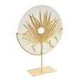 thumbnail image 6 of 16" x 22" White Polystone Cutout Round Disk Leaf Sculpture with Gold Stand, by DecMode, 6 of 9