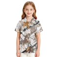 thumbnail image 5 of Kids Girls Short Sleeve Polo Shirt, Tree Leaf Camo Printed Polyester Top, Casual Outdoor Daily Wear Children Collared T-Shirt,Gray,110, 5 of 7