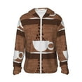 thumbnail image 2 of Uemuo Coffee Cafe Cup Pattern Women's Full Zip UPF 50+ Sun Protection Hoodie Jacket Long Sleeve Sun Shirt Hiking Outdoor Performance with Pockets-XX-Large, 2 of 9